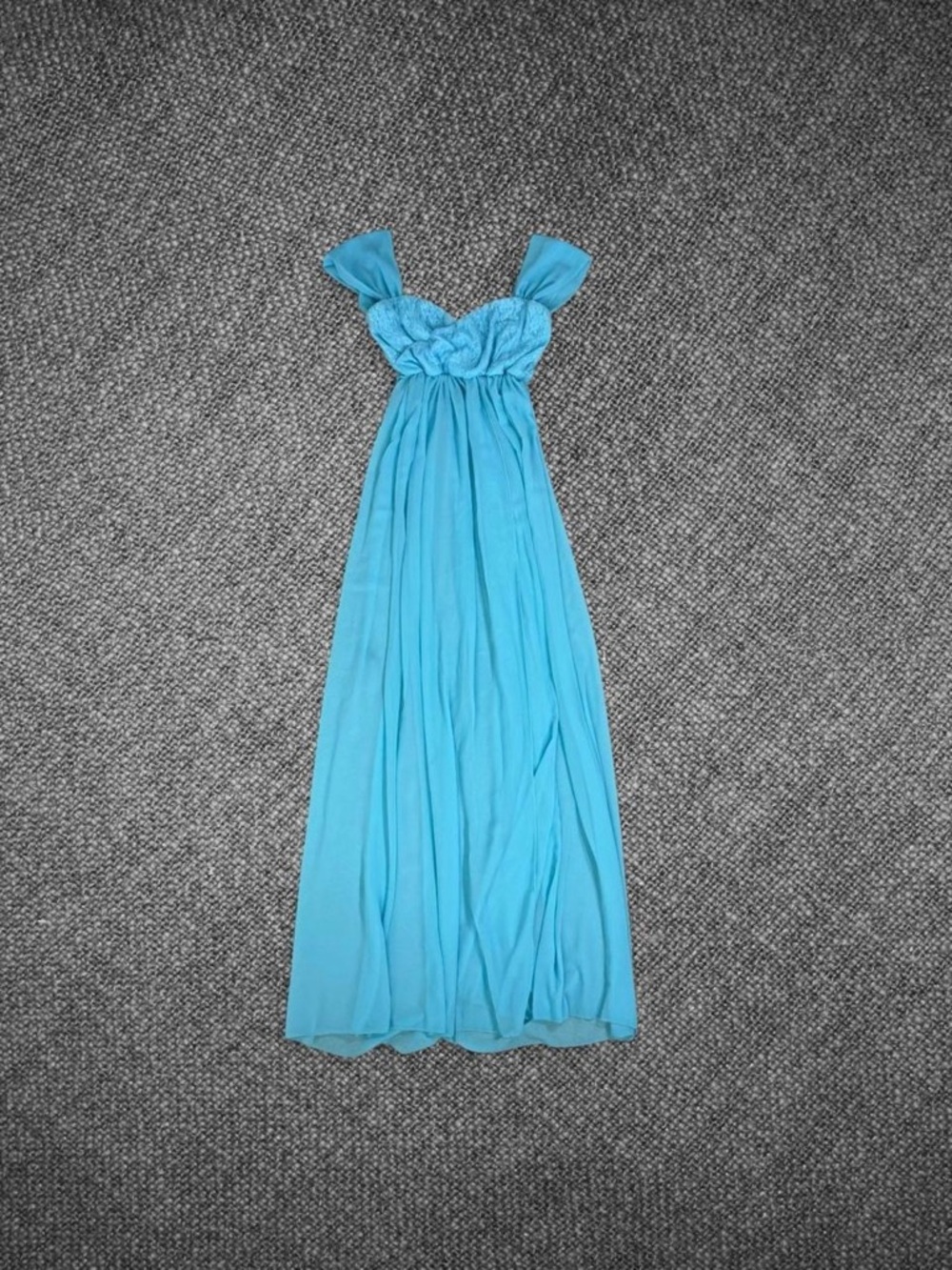 Light Blue Lace Chiffon Off‑Shoulder Gown Size XL